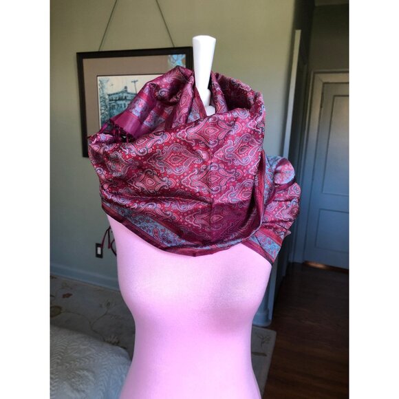 100% Silk Scarf, Silk Meditatiom Shawl, Silk Shawl, Silk Paisley Scarf, Brocade - Picture 4 of 10